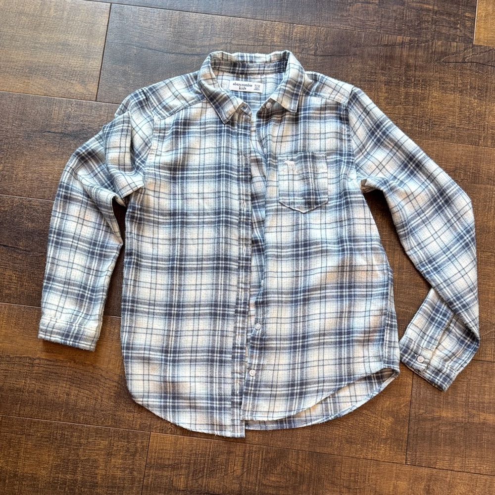 Abercrombie Kids Blue and White Plaid Button-Down Shirt